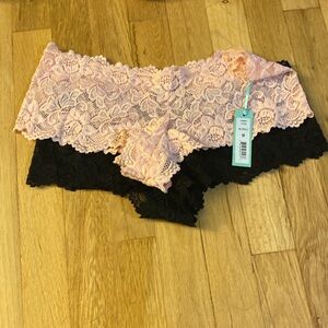 NWT Black and Pink Lace Cheeky Underwear